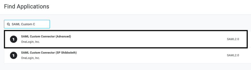 Select SAML Custom Connector option