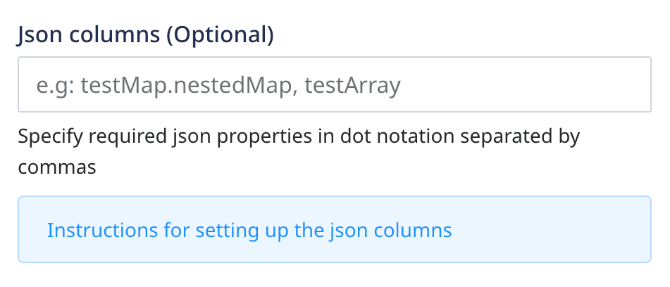 JSON column setting in RudderStack dashboard